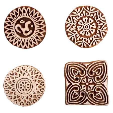 Set of 4 Piece New Mix Wooden Printing Block